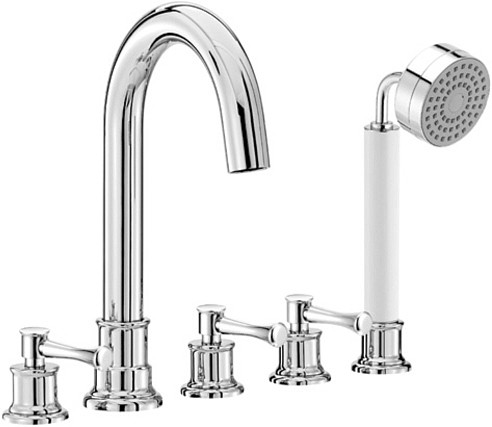 5 Tap Hole Bath Shower Mixer Tap With Shower Kit (Chrome). technical image