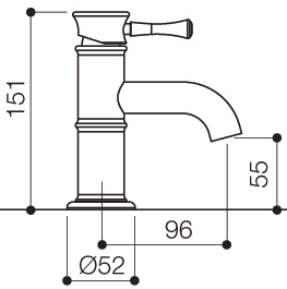 Cloakroom Mono Basin Mixer Tap (Chrome). technical image