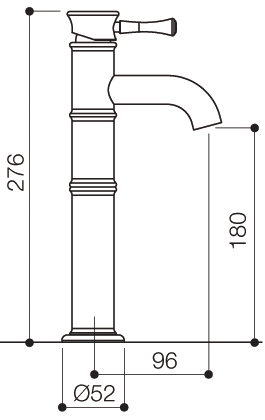 High Rise Cloakroom Mono Basin Mixer Tap (Chrome). technical image