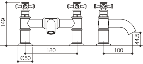 Bath Filler Tap (Chrome). technical image