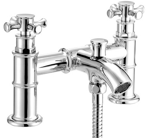 Bath Shower Mixer Tap With Shower Kit (Chrome). technical image