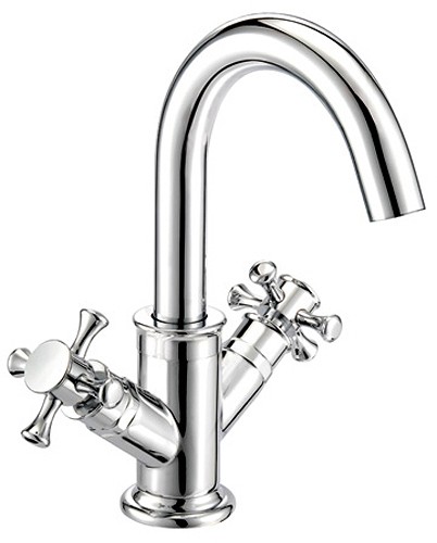 Mono Basin Mixer Tap With Pop-Up Waste (Chrome). technical image