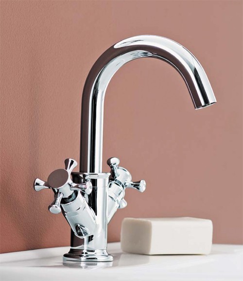 Mono Basin Mixer Tap With Pop-Up Waste (Chrome). technical image