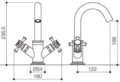Mono Basin Mixer Tap With Pop-Up Waste (Chrome). technical image