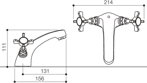 Mono Basin Mixer Tap With Pop Up Waste (Chrome). technical image