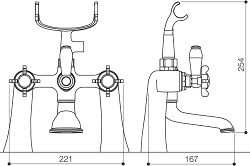 Basin & Bath Shower Mixer Tap Pack With Wastes. technical image