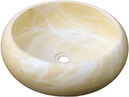 450mm Luxury Stone Basin. Cream / Yellow Marble. technical image