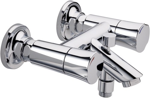 Wall Mounted Bath Shower Mixer Tap (Chrome). technical image