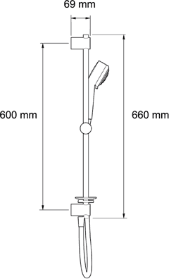 Exposed Thermostatic Shower Valve With Shower Kit (Chrome). technical image