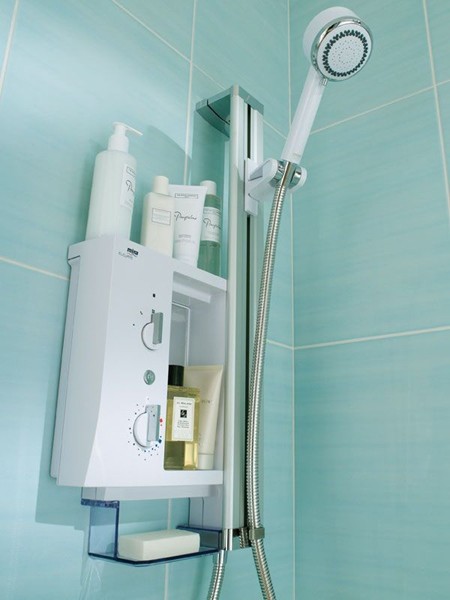 10.8kW Electric Shower With Storage (White & Chrome). technical image