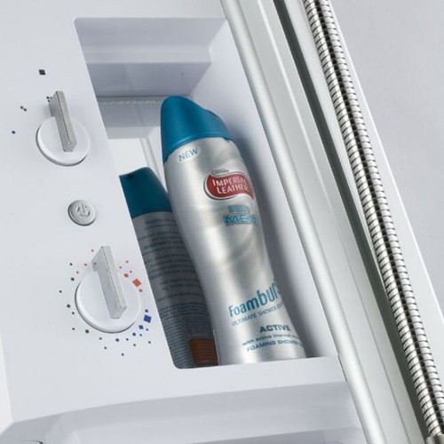 9.5kW Electric Shower With Storage (White & Chrome). technical image