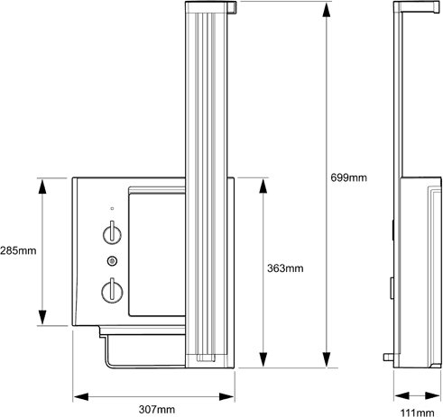 9.5kW Electric Shower With Storage (White & Chrome). technical image