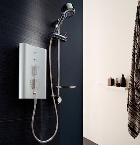 Mira Escape 9.8kW thermostatic, satin chrome. technical image