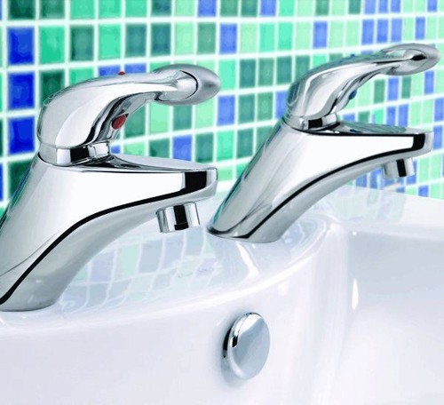 Basin Taps (Pair, Chrome). technical image