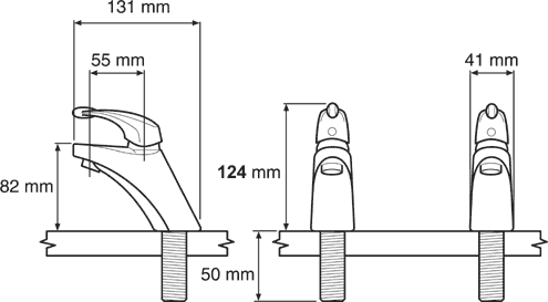 Basin Taps (Pair, Chrome). technical image
