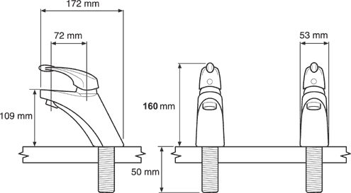 Bath Taps (Pair, Chrome). technical image
