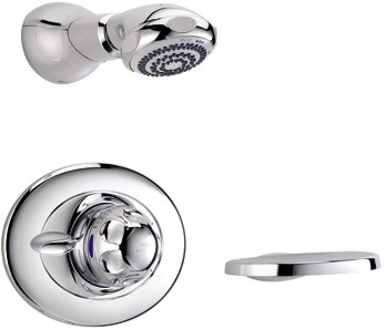 Concealed Thermostatic Shower Valve & Fixed Head in Chrome. technical image