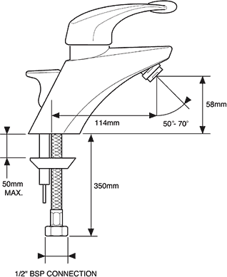 Mono Bidet Mixer Tap (Chrome). technical image