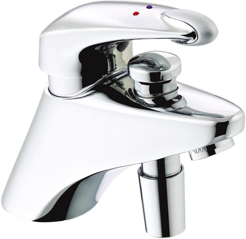 1 Tap Hole Bath Shower Mixer Tap With Shower Kit (Chrome). technical image