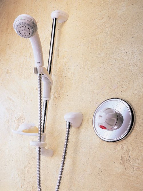 415 Concealed Shower Kit with Slide Rail, White & Chrome. technical image
