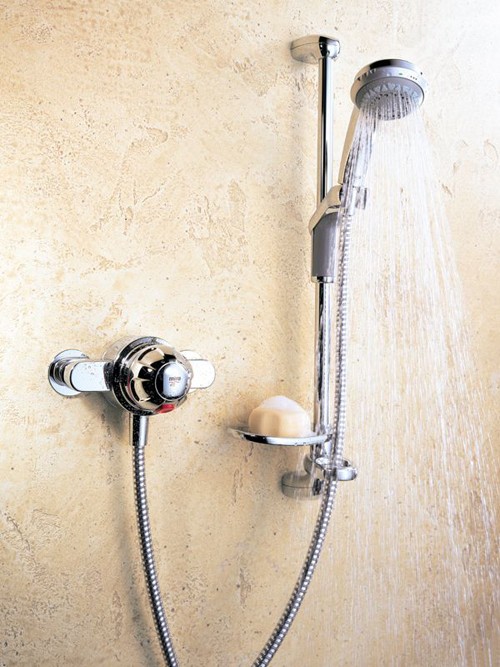 415 Exposed Shower Kit with Slide Rail in Chrome. technical image