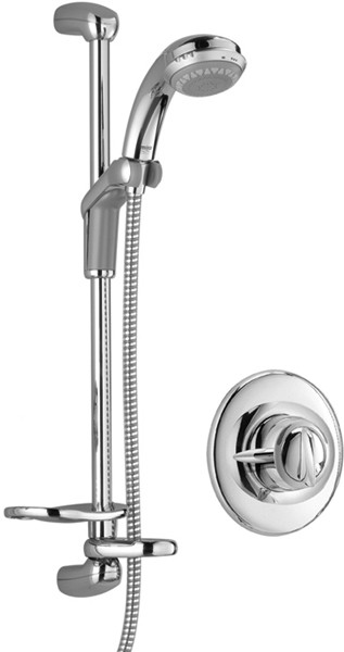 Concealed Manual Shower Valve With Slide Rail, Handset & Hose. technical image