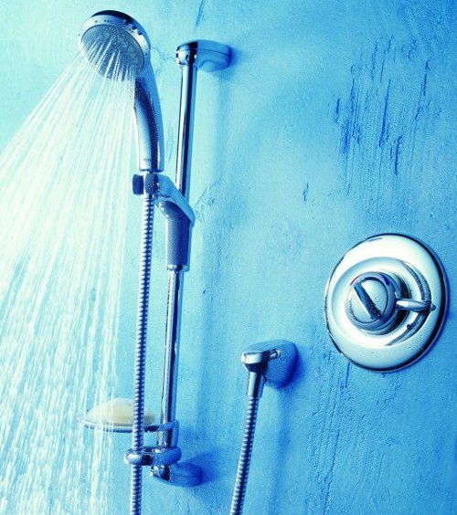 Concealed Manual Shower Valve With Slide Rail, Handset & Hose. technical image