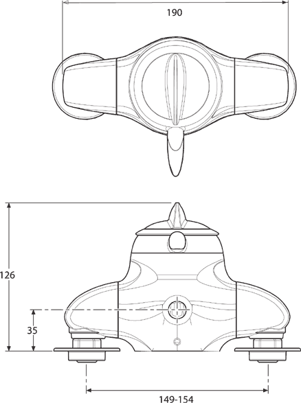 Exposed Manual Shower Valve With Slide Rail, Handset & Hose. technical image