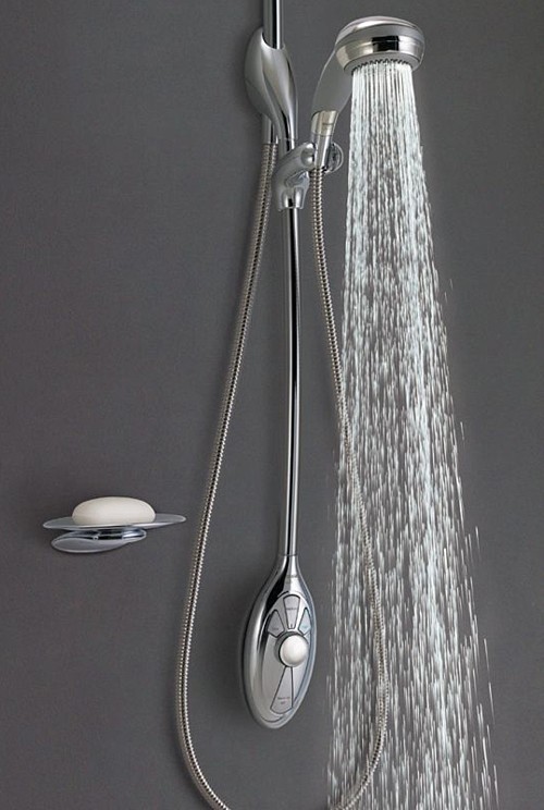 Thermostatic Exposed Digital Shower Kit, Slide Rail, Pump, Ceiling Fed. technical image