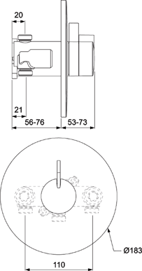 Concealed Thermostatic Shower Valve (Chrome). technical image