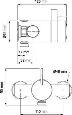 Exposed Thermostatic Shower Valve (Chrome). technical image