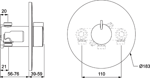 Concealed Thermostatic Shower Valve (Chrome). technical image
