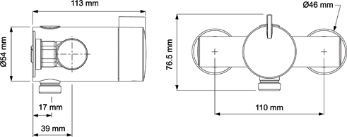Exposed Thermostatic Shower Valve With Shower Kit (Chrome). technical image