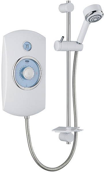9.0kW Thermostatic Electric Shower With LCD (White). technical image