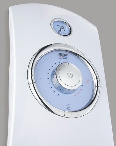 9.8kW Thermostatic Electric Shower With LCD (White). technical image
