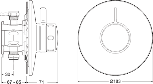 Concealed Thermostatic Shower Valve With Shower Kit (Chrome). technical image