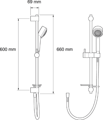Concealed Thermostatic Shower Valve With Shower Kit (Chrome). technical image