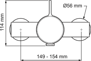 Exposed Thermostatic Shower Valve (Chrome). technical image