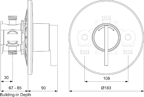Concealed Thermostatic Shower Valve (Chrome). technical image