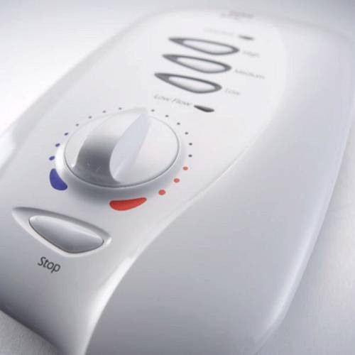 Mira Sport Max 10.8kW in white. technical image