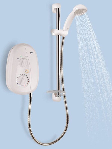 10.8kW Electric Shower In White & Chrome. technical image