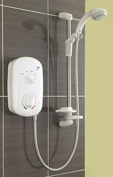 7.5kW Electric Shower In White & Chrome. technical image