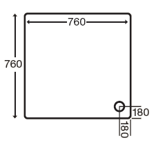 Stone Resin Square Shower Tray. 760x760x110mm. technical image