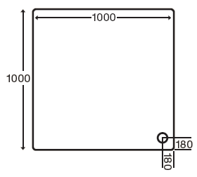 Acrylic Capped Low Profile Square Shower Tray. 1000x1000x40mm. technical image