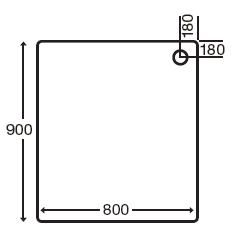 Acrylic Capped Low Profile Rectangular Tray. 900x800x40mm. technical image