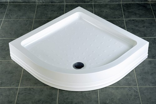 Acrylic Capped Quadrant Shower Tray. Easy Plumb. 900x900x80mm. technical image