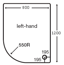 Acrylic Capped Low Profile Offset Quad Tray. 1200x800 (Left Hand) technical image