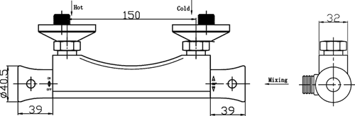 Thermostatic Bar Shower Valve With Slide Rail Kit. technical image