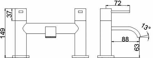 Basin & Bath Filler Tap Set (Chrome). technical image