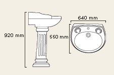 2 Tap Hole Basin and Pedestal. technical image